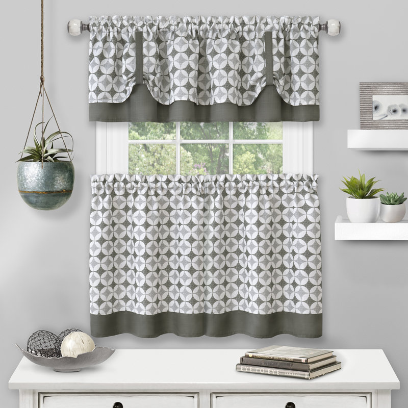 Corrigan Studio® Mortensen Geometric Tailored 58'' W Kitchen Curtain